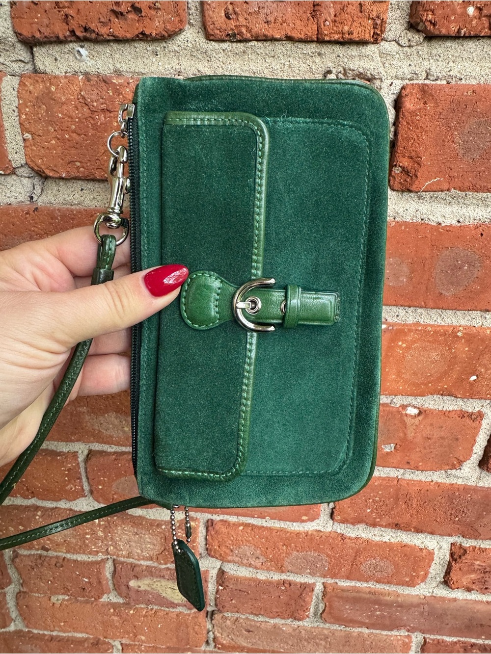 Vintage COACH soho emerald green suede purse wristlet - Picture 13 of 15